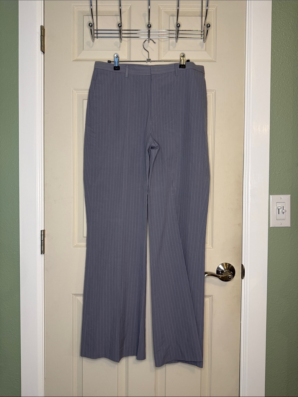 Banana Republic Gray Pinstripe Wide-Leg Pants